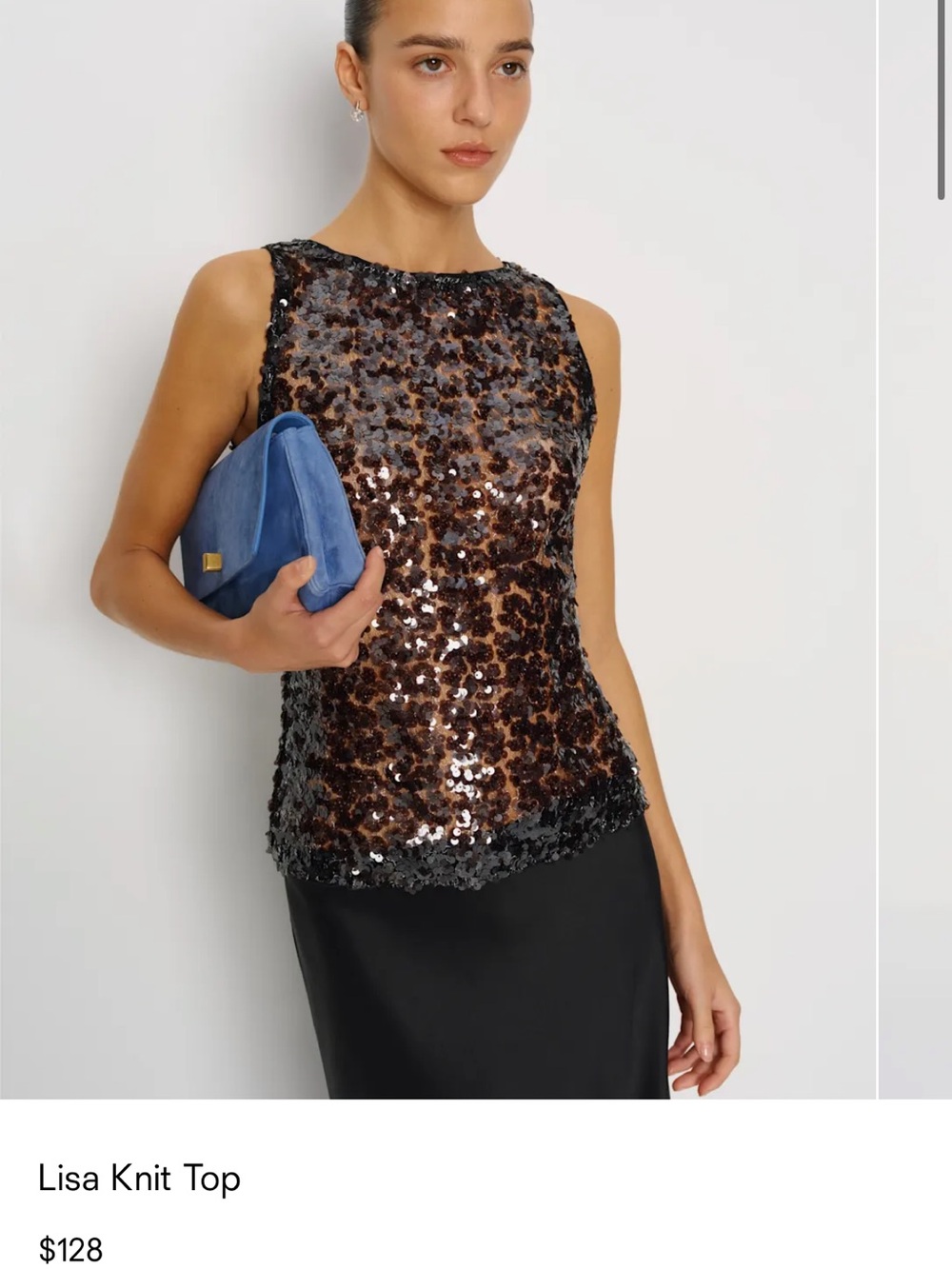 Reformation Lisa Sequin Tank Top - Black and Brown